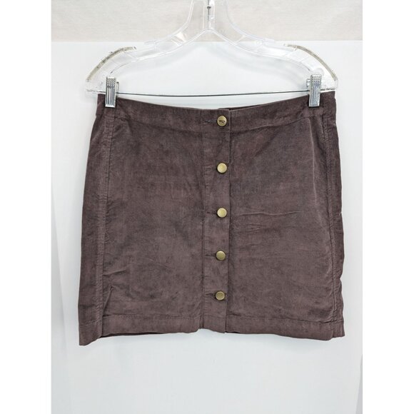 Toad&Co Brown Organic Cotton Corduroy Button Front Above Knee A Line Skirt Sz 6 - Picture 1 of 10